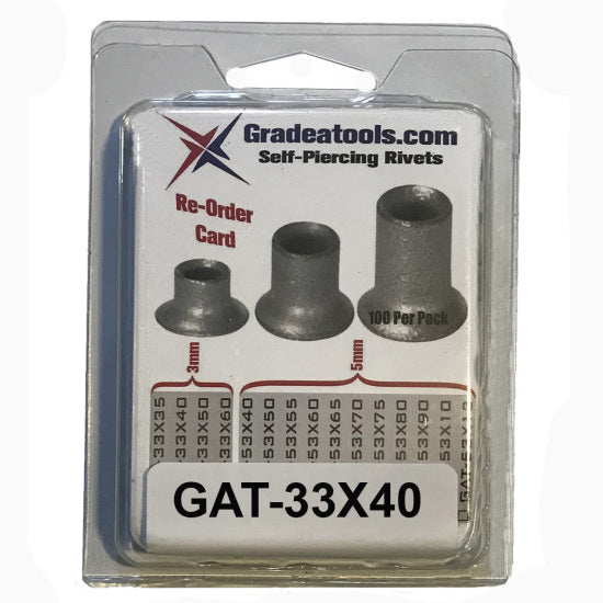 GTS GAT-33X40  3.3mm x 4.0mm Self Piercing Rivets, 100/Box