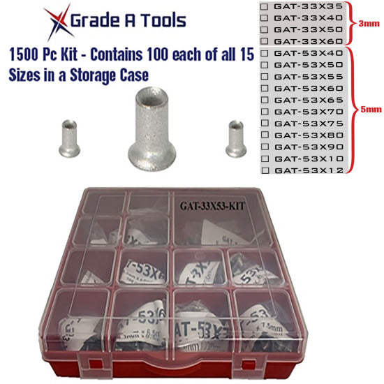 GTS GAT-33X53-KIT 1500 Pc Kit Contains 100 each of all 15 Sizes