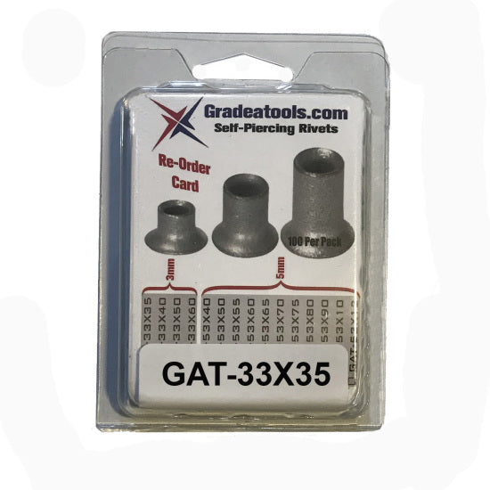 GTS GAT-33X35 3.3mm x 3.5mm Self Piercing Rivets, 100/Box